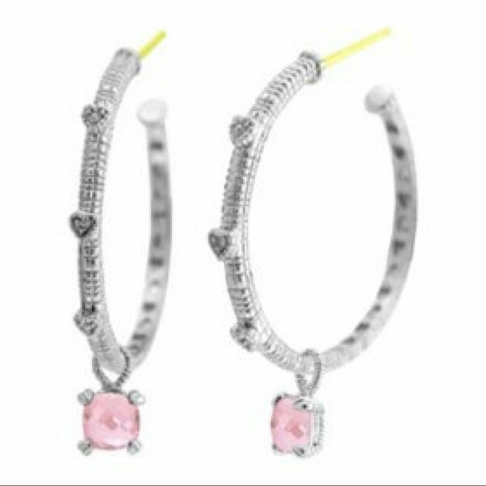 Judith Ripka 18K/SS Hoop Earrings with Charms